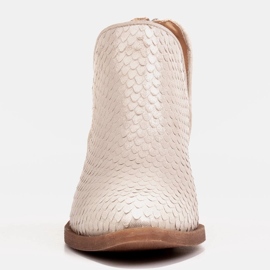 Marco Shoes Botki z naturalnego zamszu z wycięciem litery V złoty 3