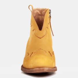 Marco Shoes Nieocieplane botki z zamszu i falistymi wstawkami brązowe żółte 3