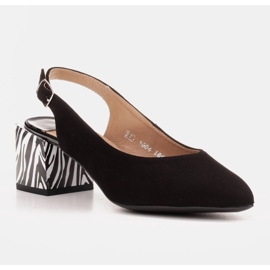 Marco Shoes Eleganckie czółenka damskie z obcasem zebra czarne 1