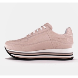 Marco Shoes Sneakersy na grubej podeszwie z naturalnej skóry różowe 5
