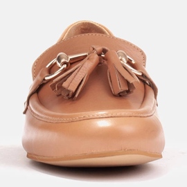 Marco Shoes Loafersy skórzane z frędzlami 2199P-003-1 brązowe 3