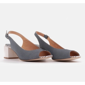 Marco Shoes Wygodne sandały damskie z ciekawą skórą niebieskie 4