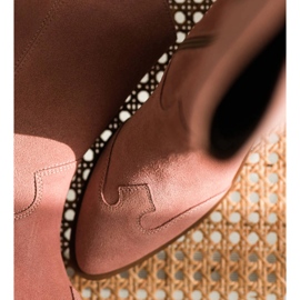 Marco Shoes Różowe botki z naturalnego zamszu 1