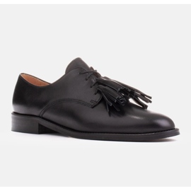 Marco Shoes Półbuty sznurowane z frędzlami czarne 1
