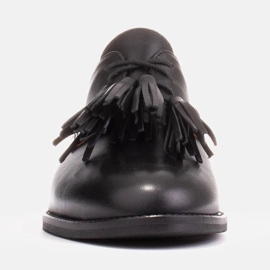 Marco Shoes Półbuty sznurowane z frędzlami czarne 2