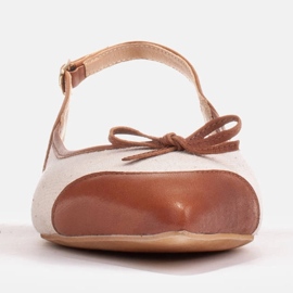 Marco Shoes Sandały w połączeniu skóry naturalnej i tkaniny beżowy 2
