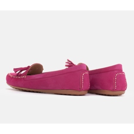 Marco Shoes Baleriny mokasyn z fioletowego zamszu 1979P-770-1 różowe 3