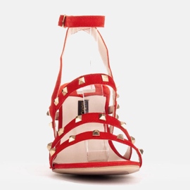 Marco Shoes Sandały zamszowe z ćwiekami ozdobnymi czerwone 1