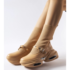 Beżowe botki ze skarpetkową cholewką Ivana beżowy 1