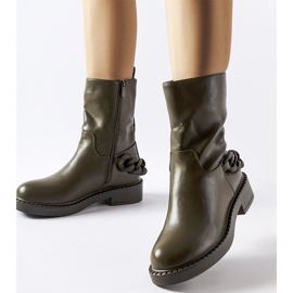 Inna Zielone ocieplane botki z łańcuchem Linera 1