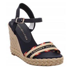 Sandały Tommy Hilfiger Corporate Webbing High Wedge W FW0FW06295 niebieskie 1