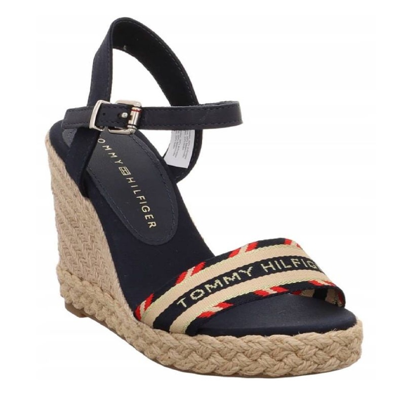 Sandały Tommy Hilfiger Corporate Webbing High Wedge W FW0FW06295 niebieskie 1