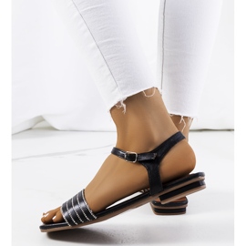 Czarne sandały z cyrkoniami Sudbury 2