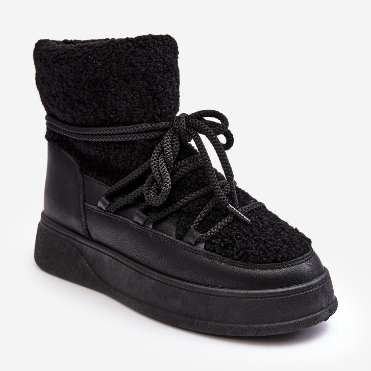 FG2 Damskie Śniegowce Na Platformie Czarne Ahatissa 1