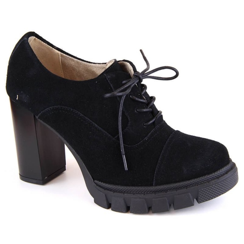 Skórzane półbuty na słupku i platformie Filippo W PAW473A czarne 1