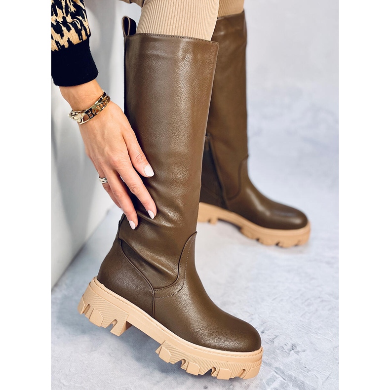 Oficerki na grubej podeszwie Hewes Army Green zielone 1