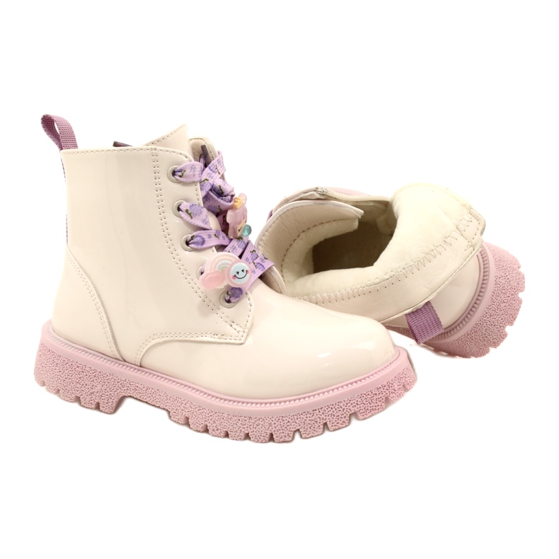 Botki Lakierowane Ze Spinkami Ozdobnymi Miss 23DZ23-6582 beżowy 4