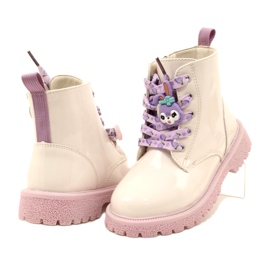 Botki Lakierowane Ze Spinkami Ozdobnymi Miss 23DZ23-6582 beżowy 3