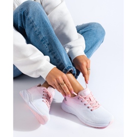 Lekkie buty sportowe DK białe różowe 2