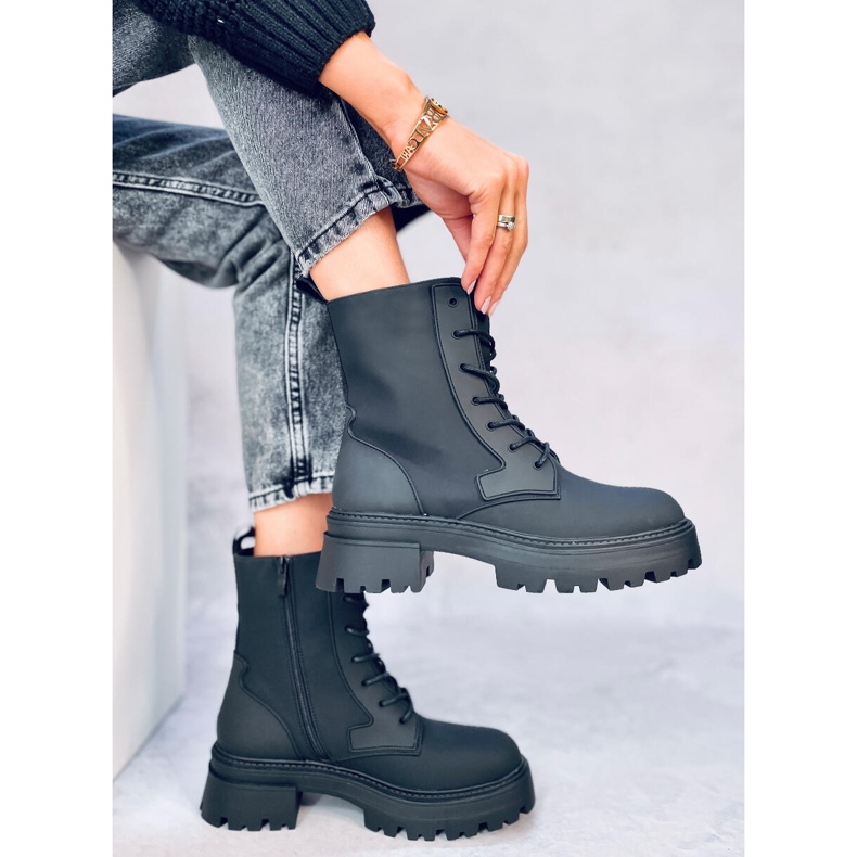 Botki sznurowane Tamar Black czarne 2