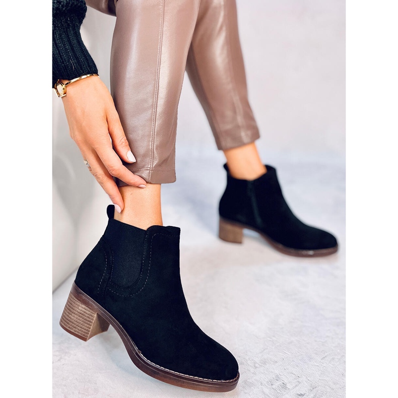 Botki na szerokim obcasie Fill Black czarne 1