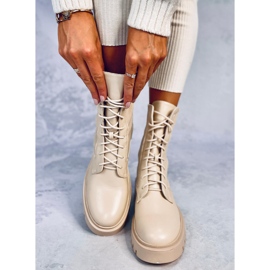 Botki z elastyczną cholewką Cass Beige beżowy 1