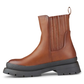 Brązowe botki z ekoskóry na grubej podeszwie 2