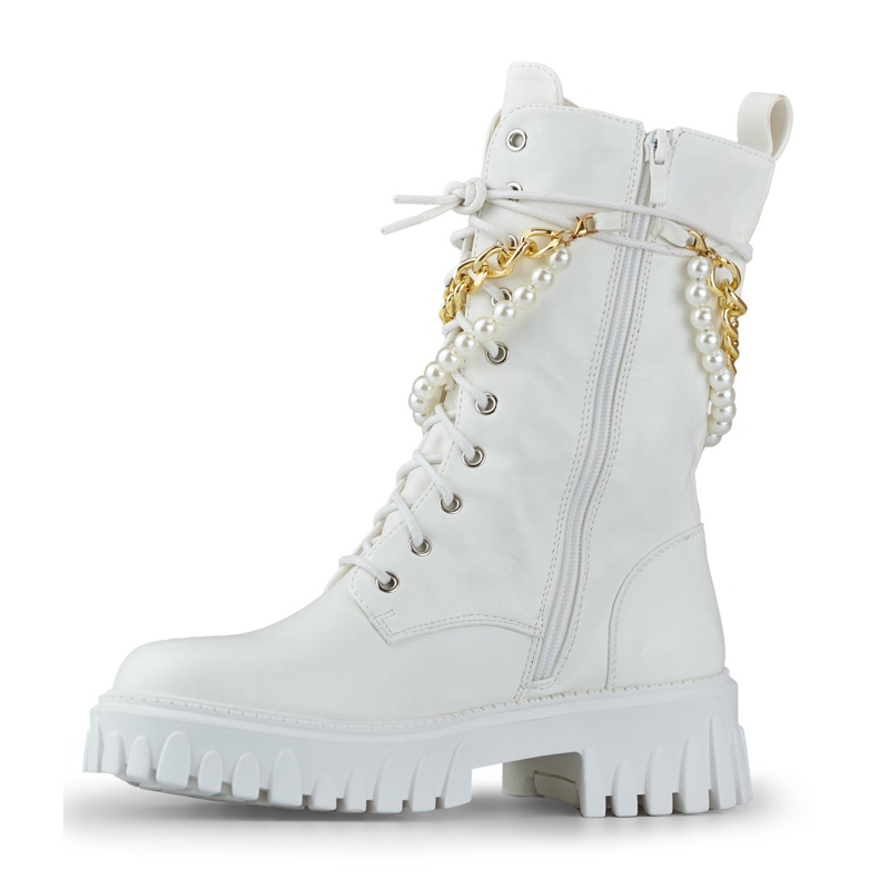 Białe workery damskie z odpinaną ozdobą 1