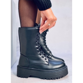Botki sznurowane na wysokiej podeszwie Rage Black czarne 2