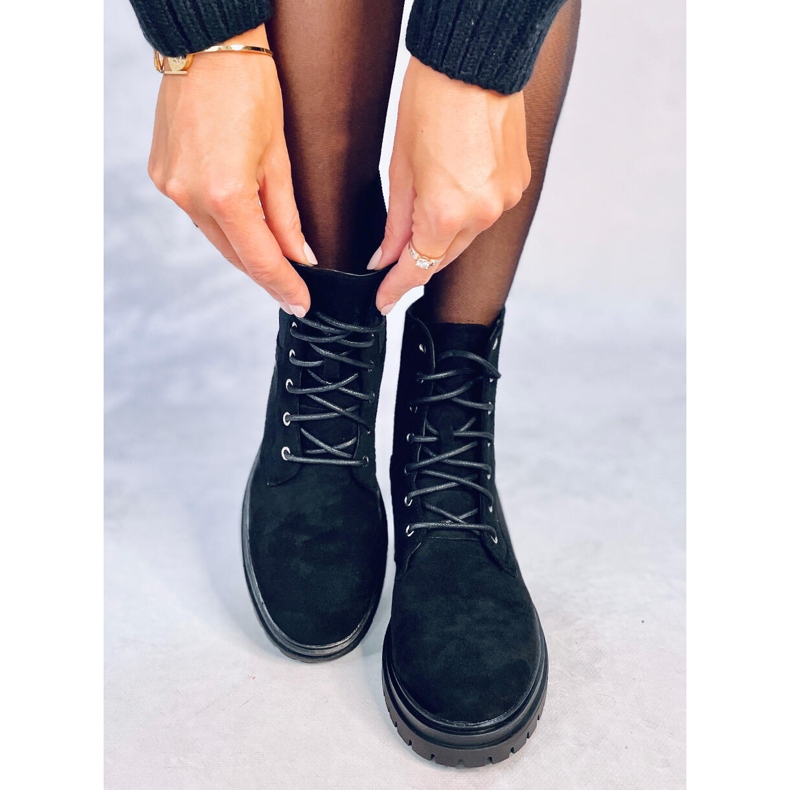 Botki sznurowane workery Vecna Black czarne 1