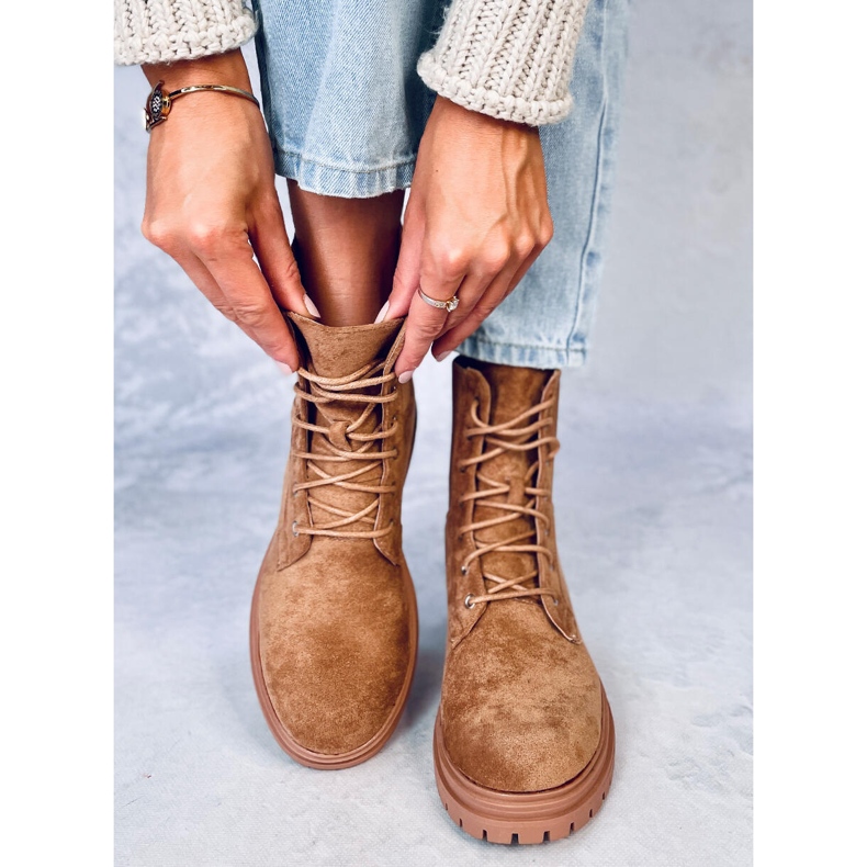 Botki sznurowane workery Vecna Khaki brązowe 1
