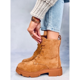 Workery sznurowane Zoe Camel brązowe 1