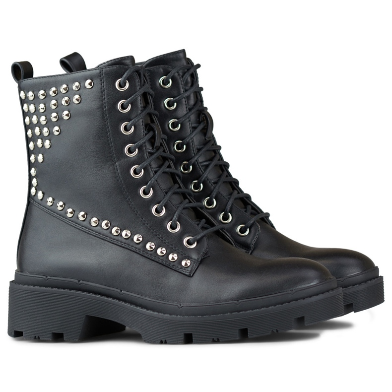 Rockowe workery damskie z ekoskóry czarne 1