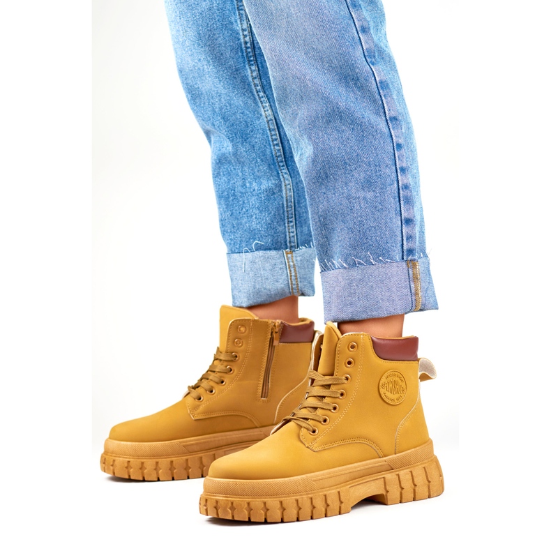 Klasyczne trapery damskie camel brązowe 1