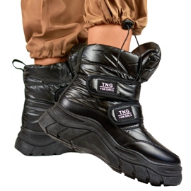 Czarne śniegowce damskie na rzep 1