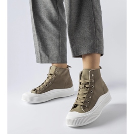 Zielone wysokie trampki na platformie Guerrino 1