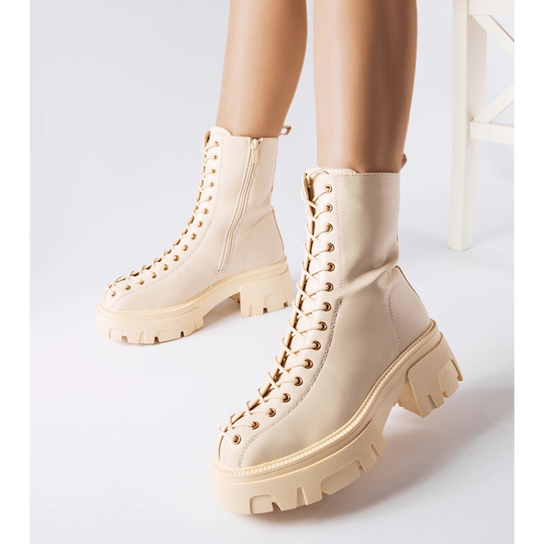 Beżowe ocieplane glany zdobione wiązaniem Amla beżowy 1