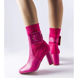 Różowe skarpetkowe botki zwierzęcy wzór Enrice 1