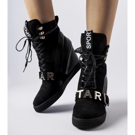 Czarne sneakersy na wysokim koturnie Pugliesi 1