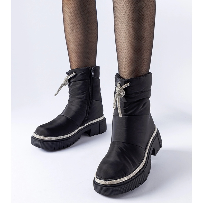 Czarne śniegowce zdobione cyrkoniami Giusti 1