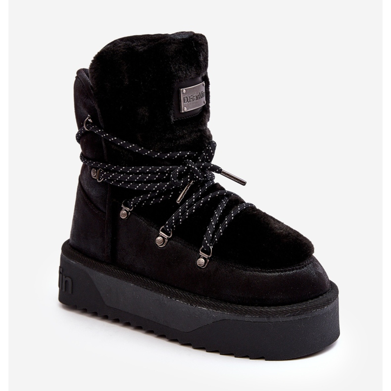 Wegańskie Śniegowce Na Platformie Wodoodporne D.Franklin DFSH371008 Czarne 2