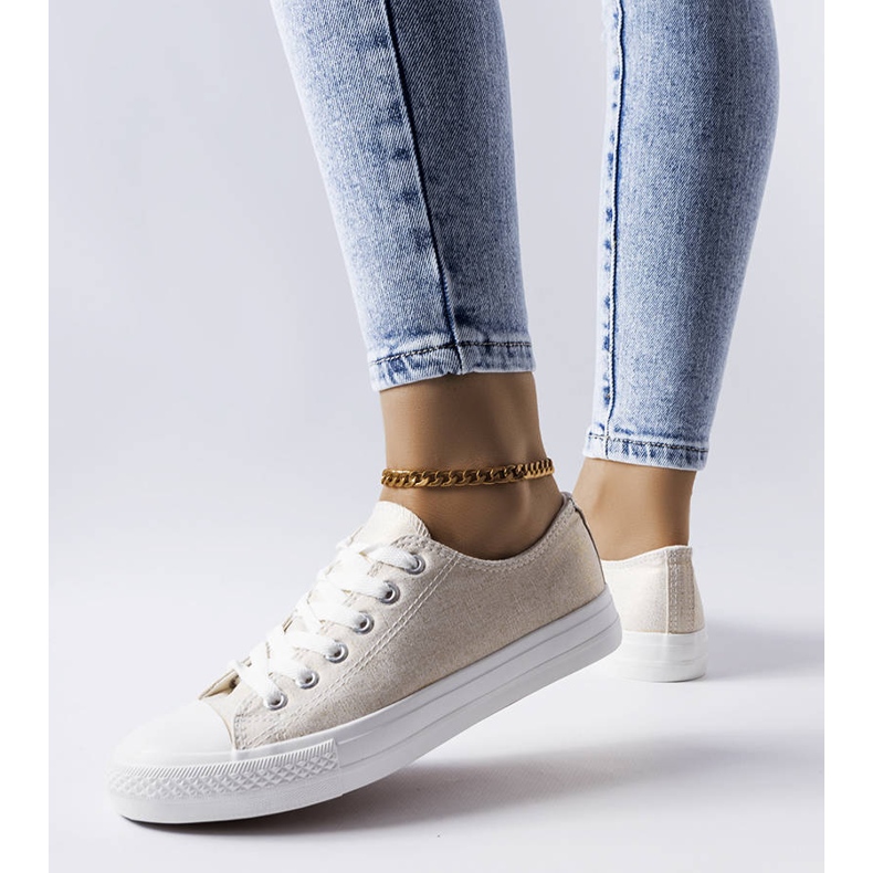 Białe błyszczące trampki Vignette beżowy 1