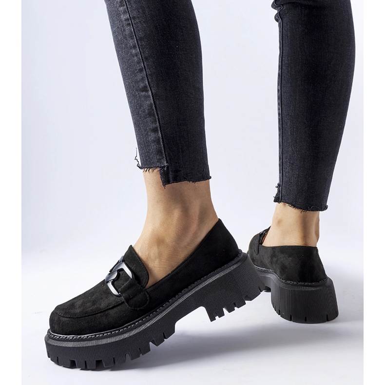 Czarne mokasyny z eko-zamszu Worth 1