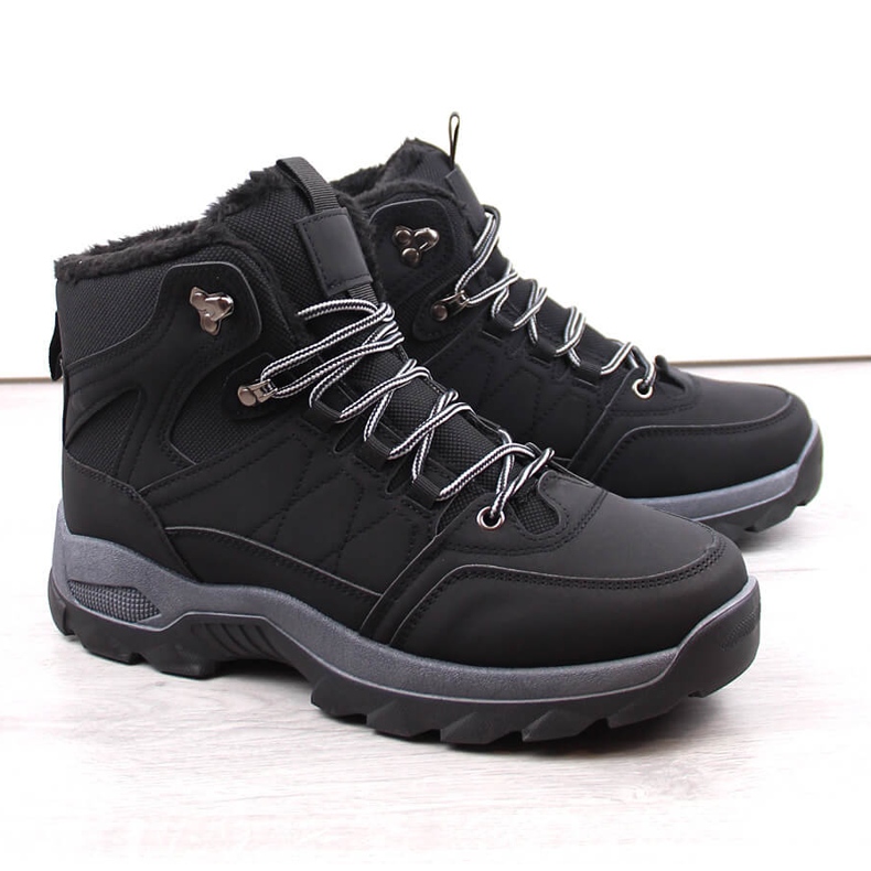 Buty męskie ocieplane zimowe wysokie czarne 1