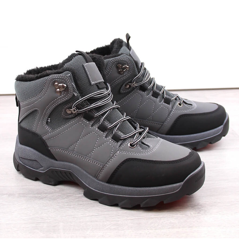 Buty męskie ocieplane zimowe wysokie szare 1