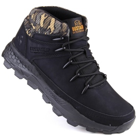 Bustagrip Skórzane buty męskie za kostkę trekkingowe czarne 1