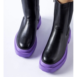 Czarne botki na fioletowej podeszwie Garden 1