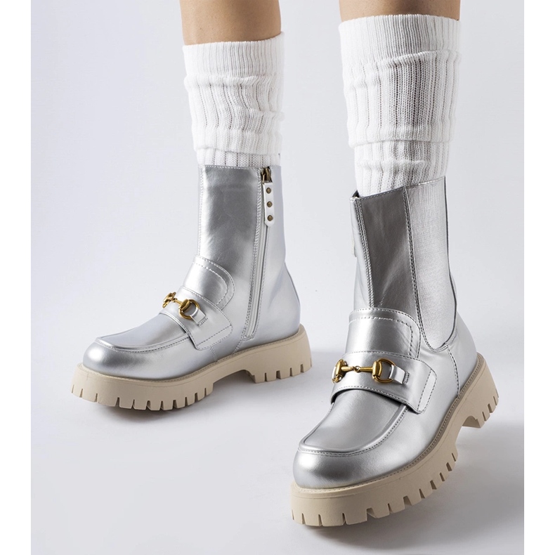 Srebrne ocieplane botki Overlook srebrny 1