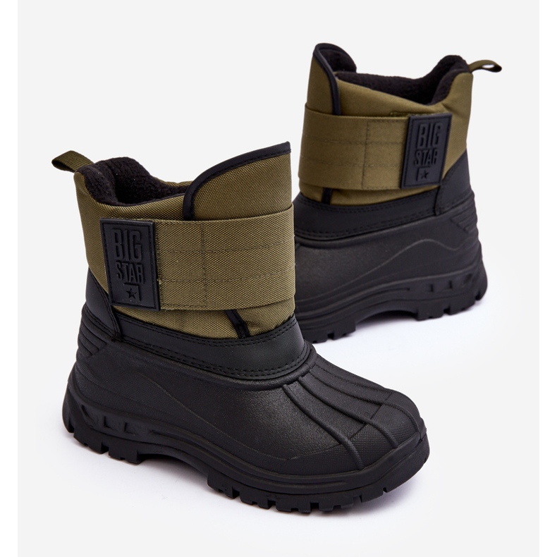 Dziecięce Śniegowce Na Rzep Ocieplane Khaki Big Star MM374123 zielone 2