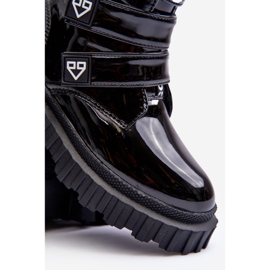 FR1 Lakierowane Ocieplane Botki Dziewczęce Czarne Rilina 1